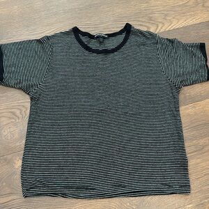 Brandy Melville Short sleeved black/white striped tee with black trim - OS